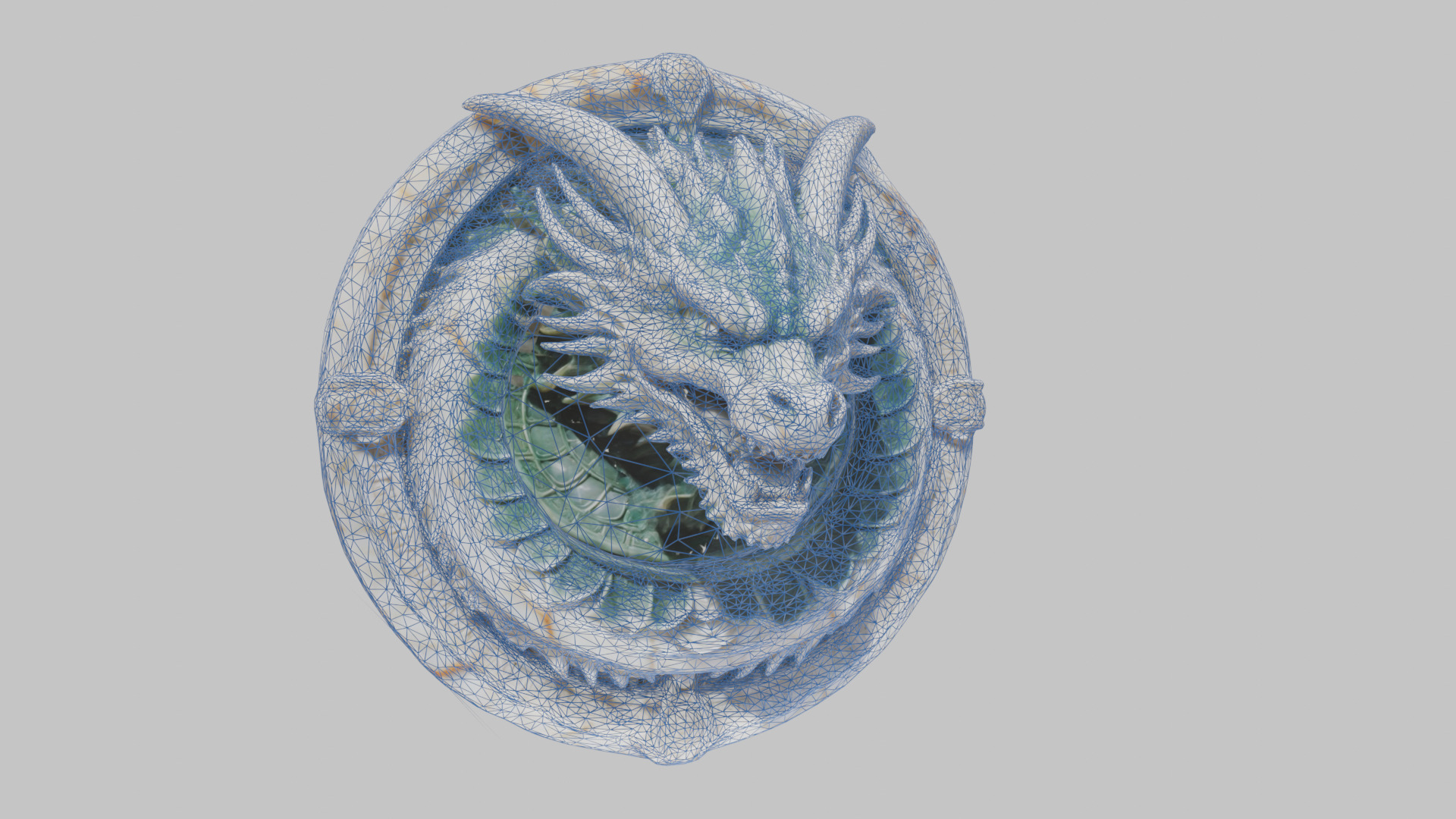Medieval Dragon Head Bust Marble Sculpture Low-poly 3D model_52