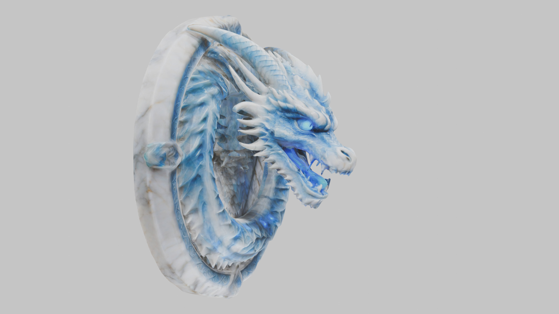 Medieval Dragon Head Bust Marble Sculpture Low-poly 3D model_13