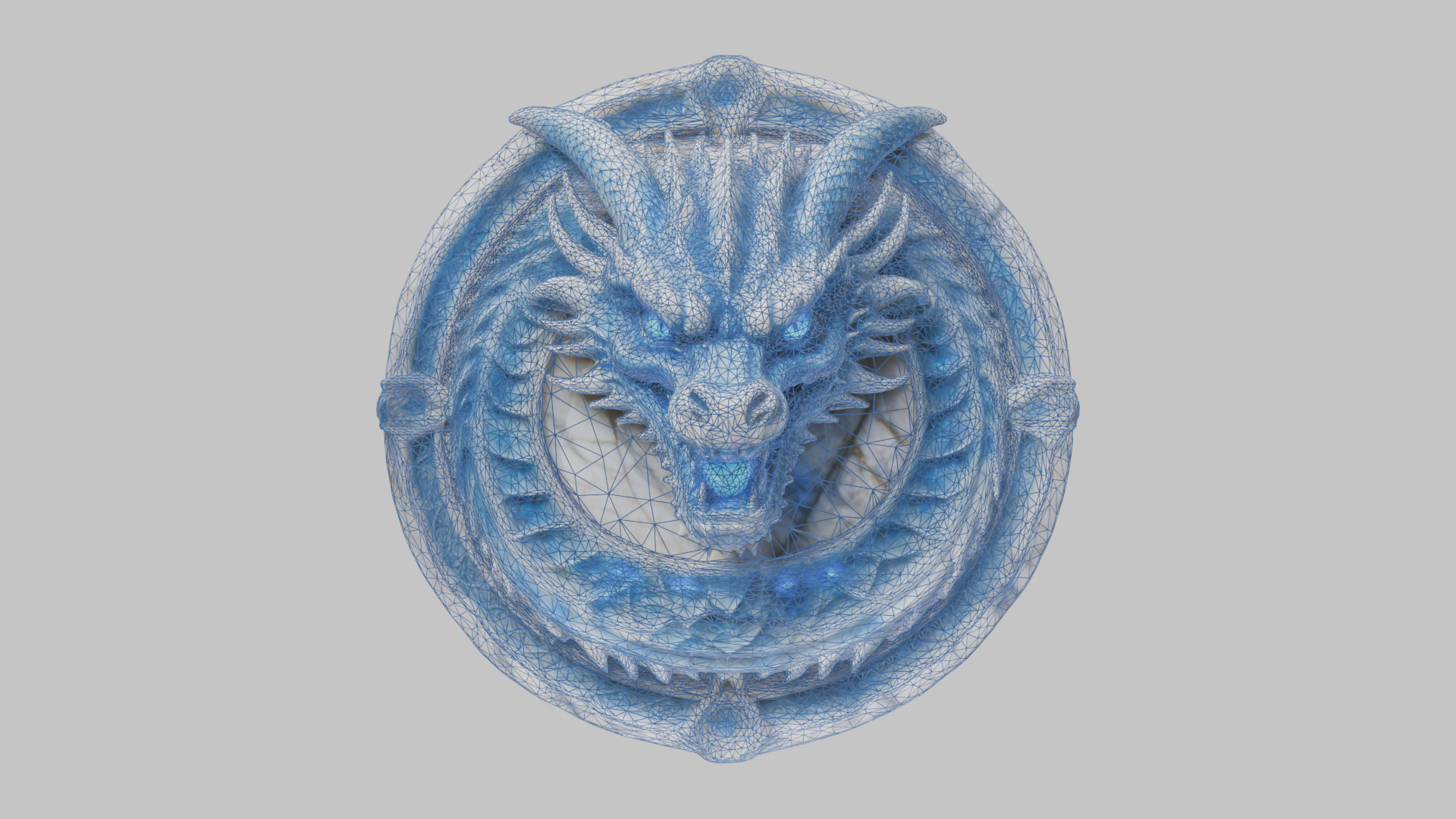 Medieval Dragon Head Bust Marble Sculpture Low-poly 3D model_19