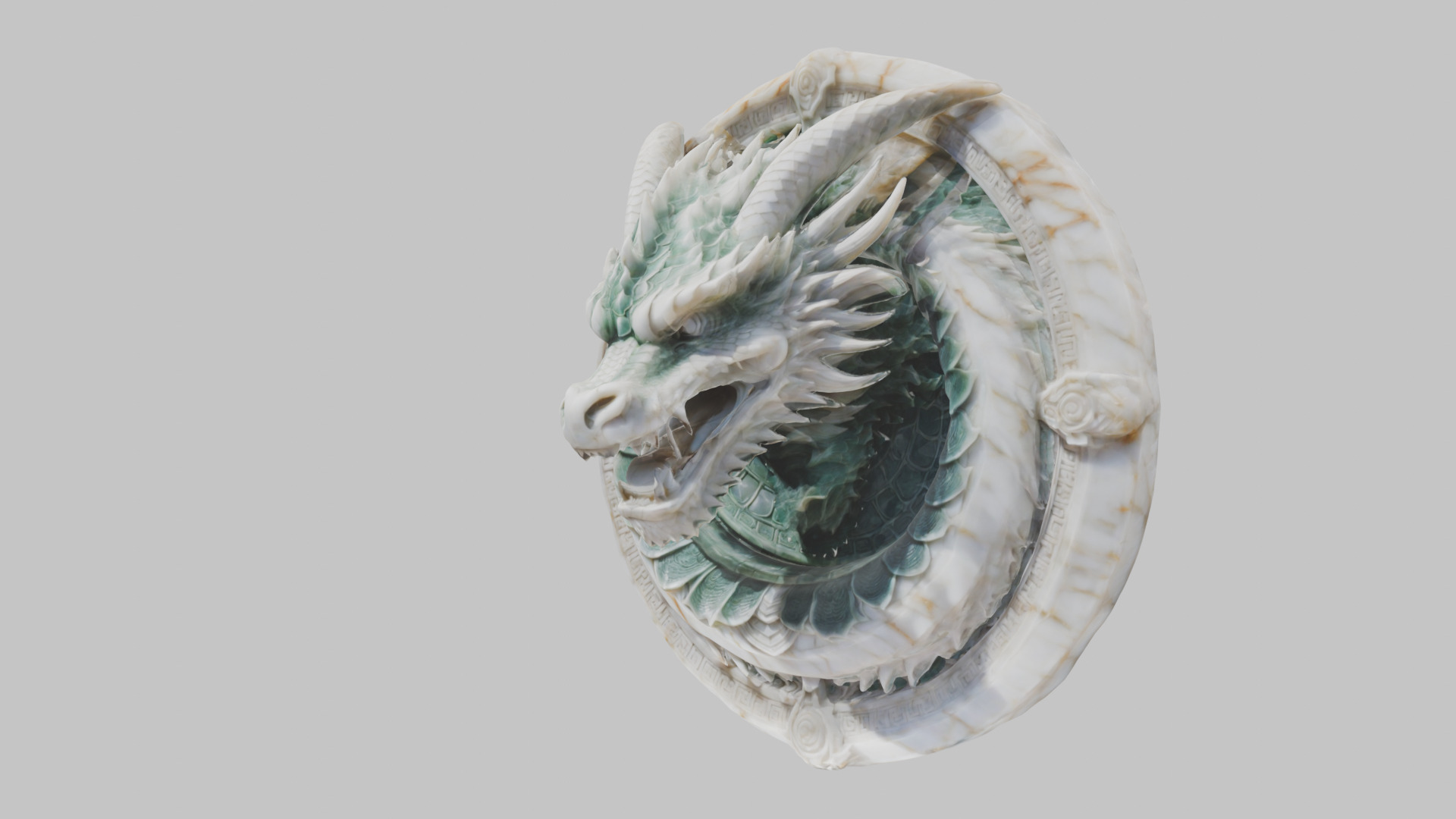 Medieval Dragon Head Bust Marble Sculpture Low-poly 3D model_46