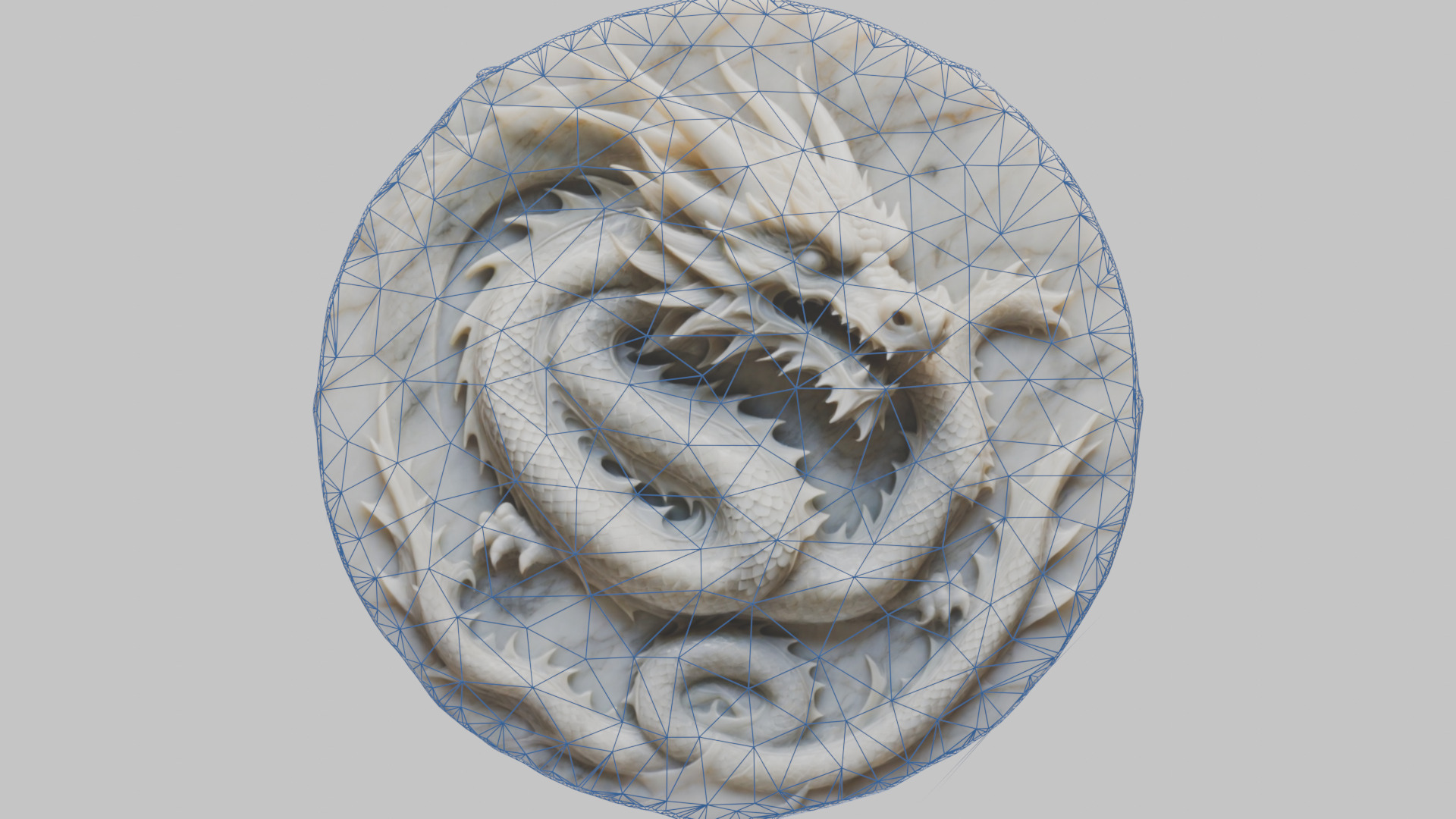 Medieval Dragon Head Bust Marble Sculpture Low-poly 3D model_57