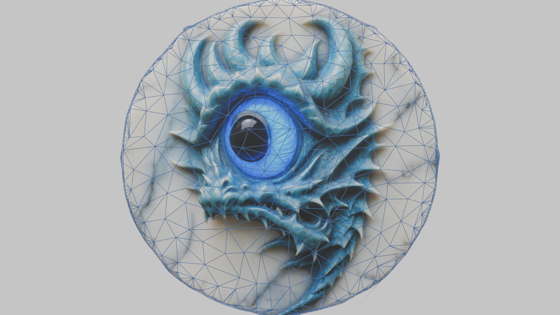 Medieval Dragon Head Bust Marble Sculpture Low-poly 3D model_17