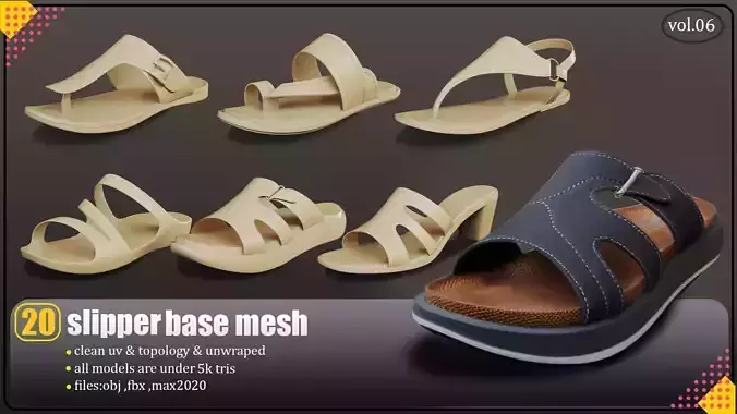 20 slipper basemesh files