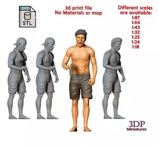N5 Pool Party man drinking beer 3D print model