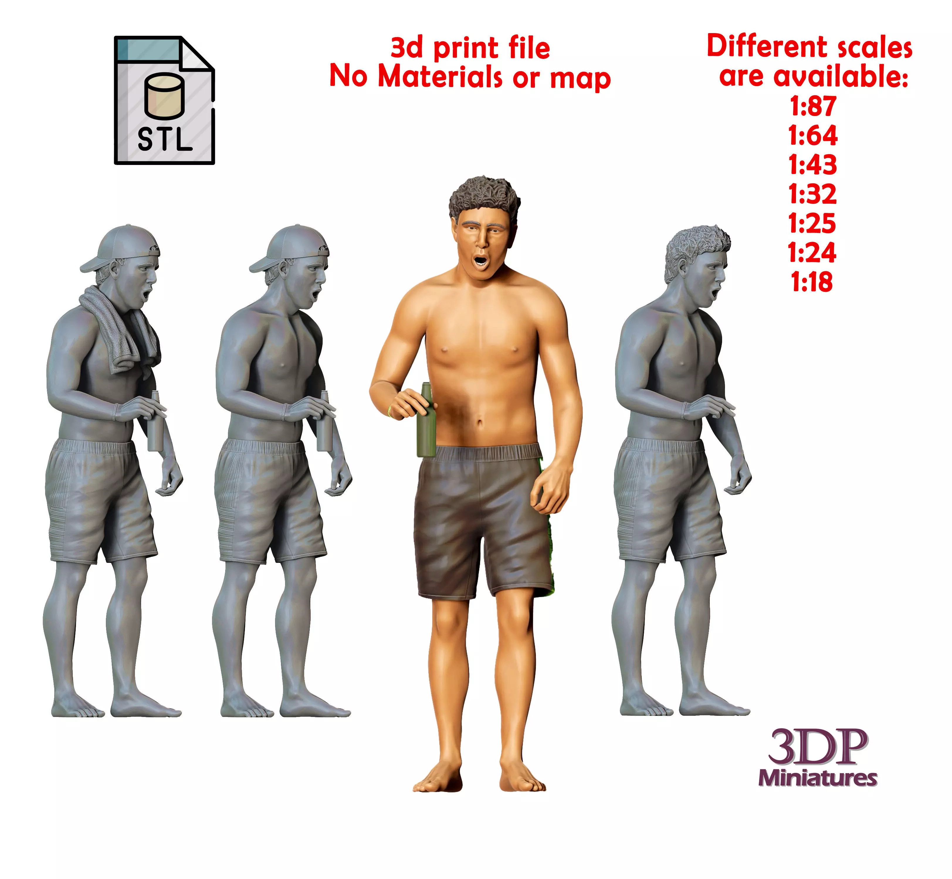 N5 Pool Party man drinking beer 3D print model_0