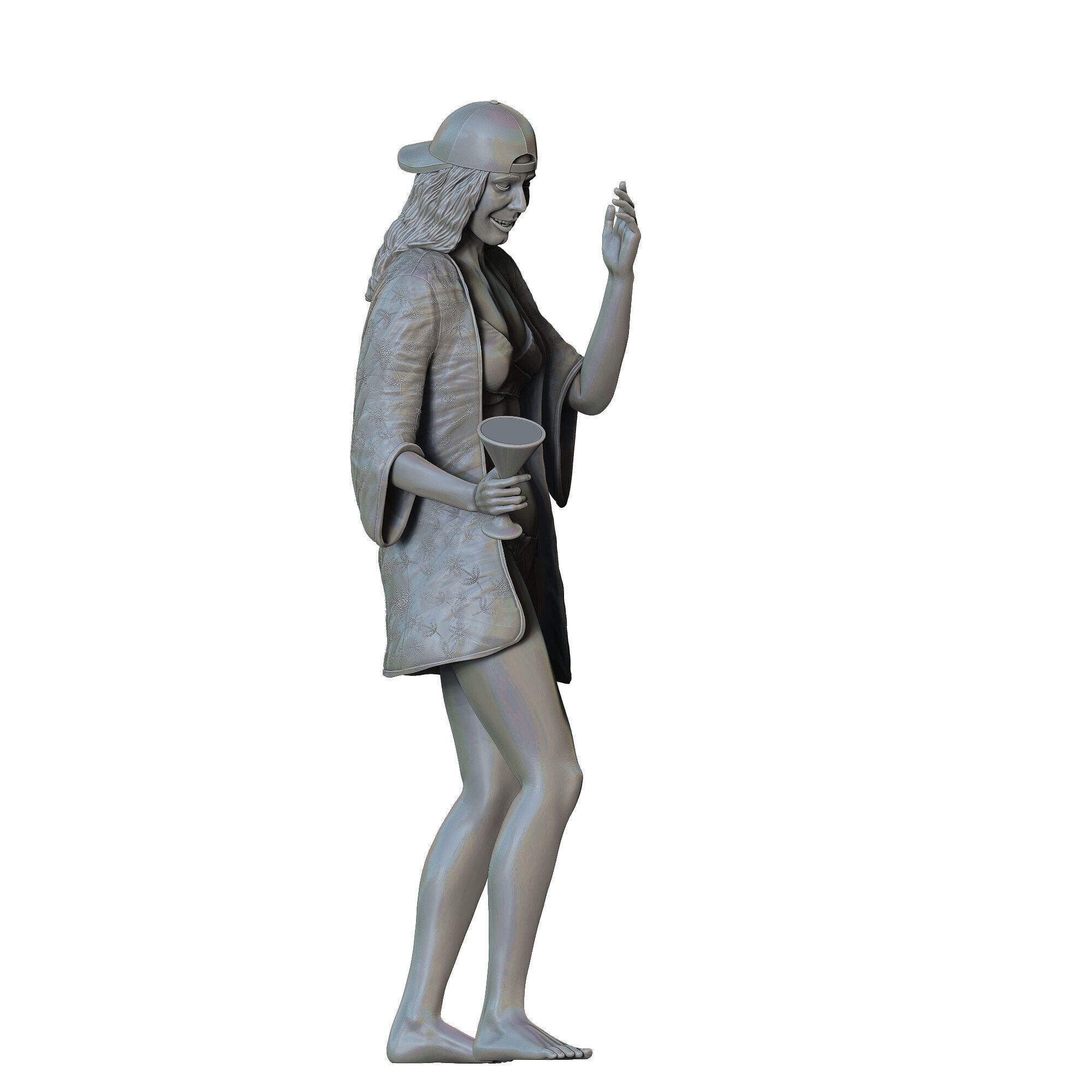 N6 pool Party woman Drinking 3D print model_31