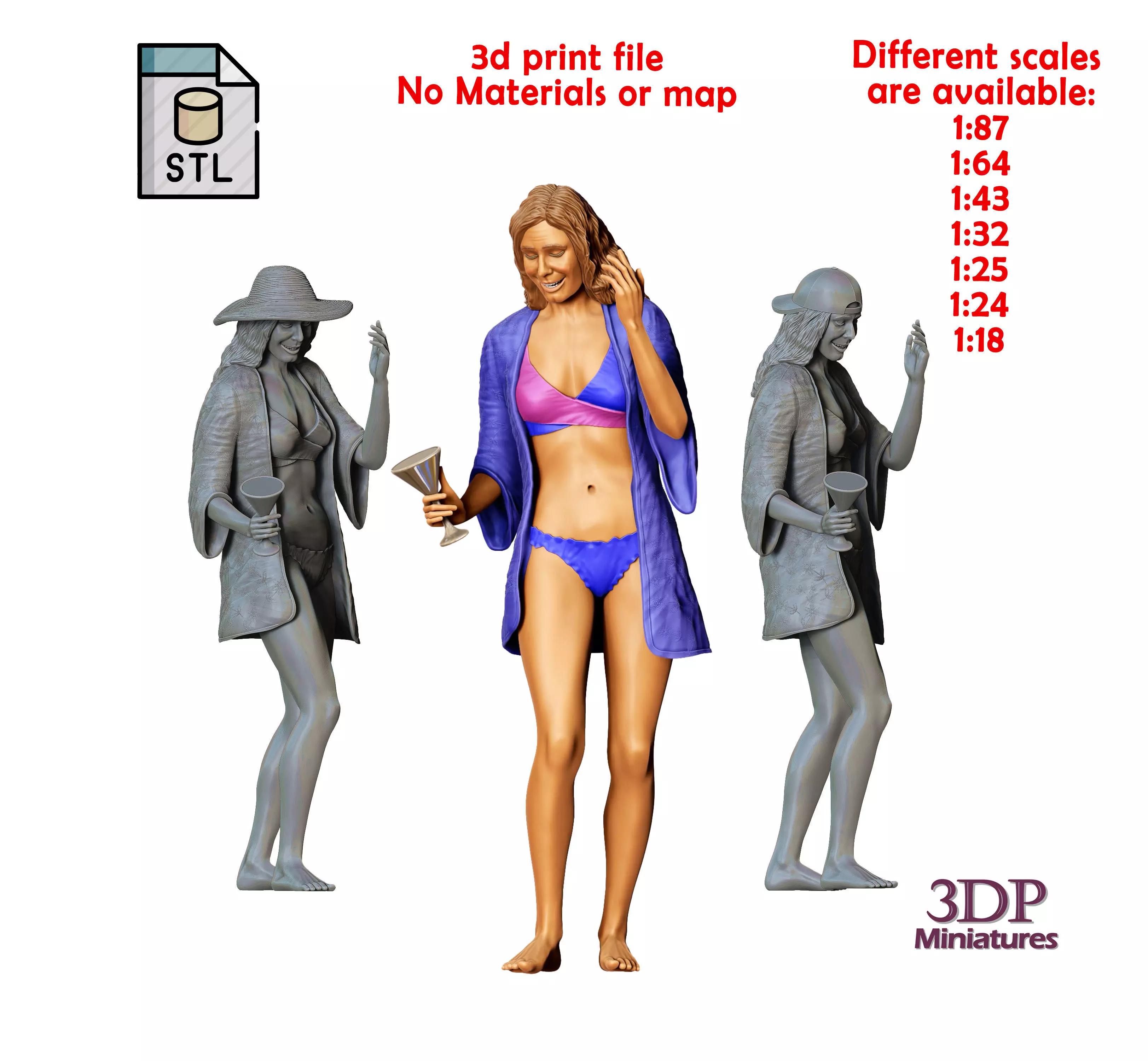 N6 pool Party woman Drinking 3D print model_0