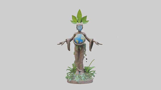 Recycled Earth Protector Statue model Low-poly 3D model