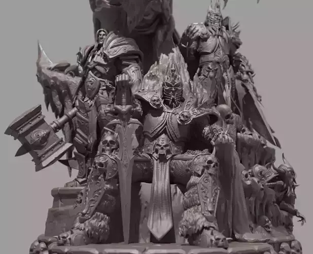 Group Sculpture of the Lich King  Frost Wyrm  Frostmourne 3D model