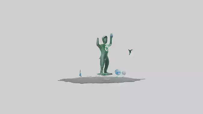 Recycling Awareness Statue model Low-poly 3D model