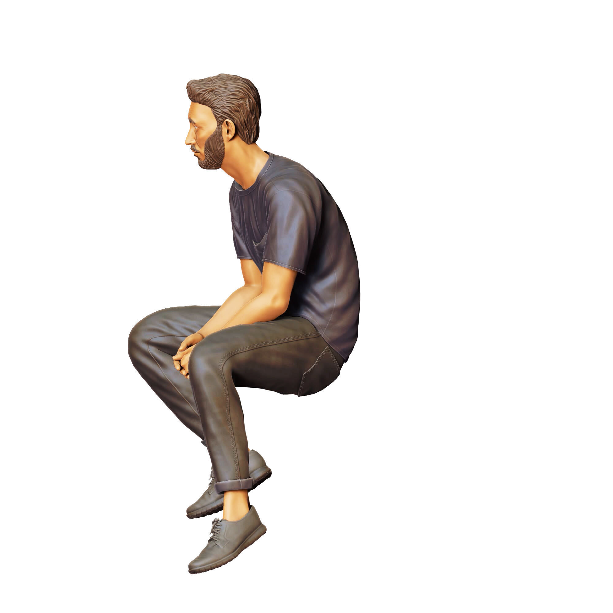 N1 a man sitting on a car 3D print model_24