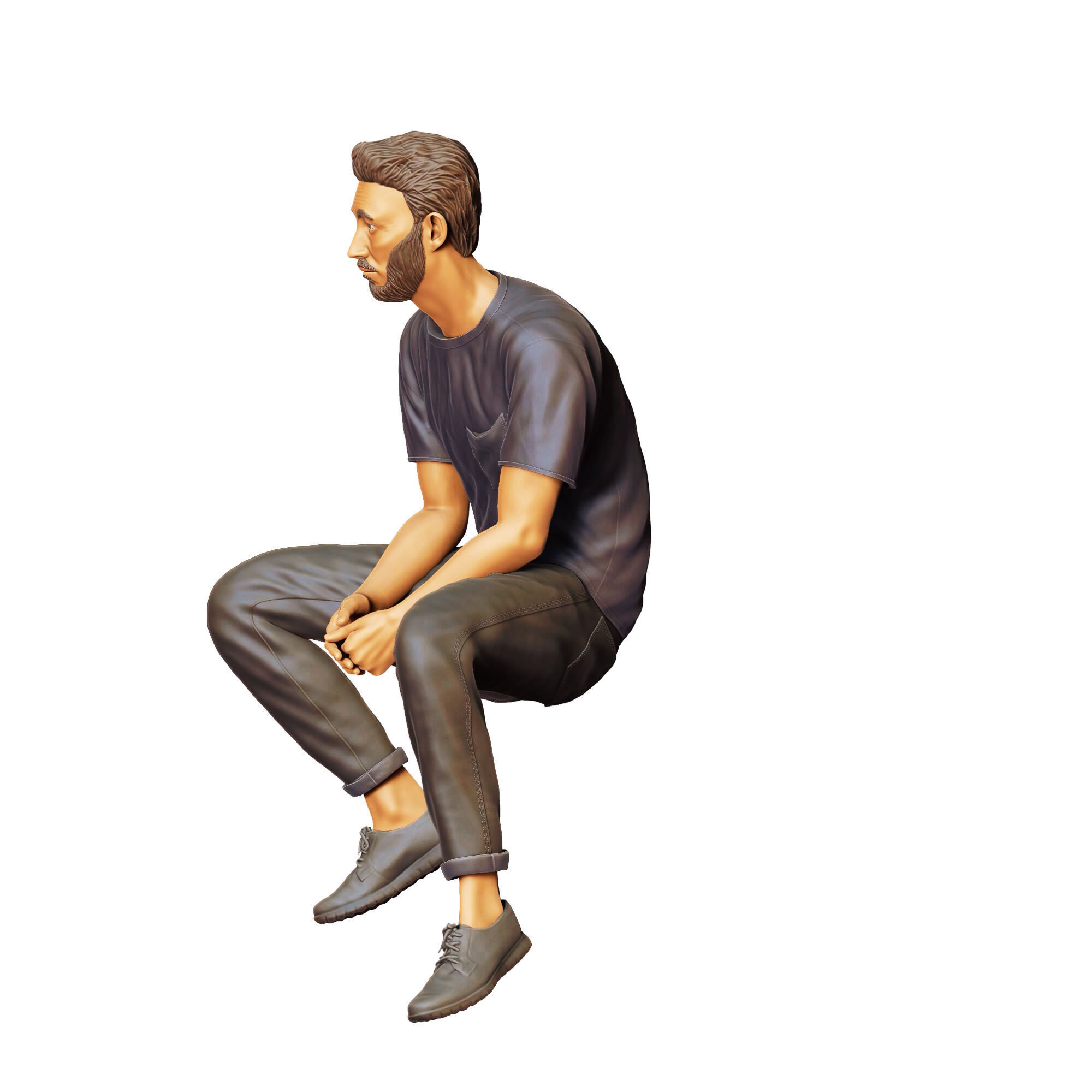 N1 a man sitting on a car 3D print model_25