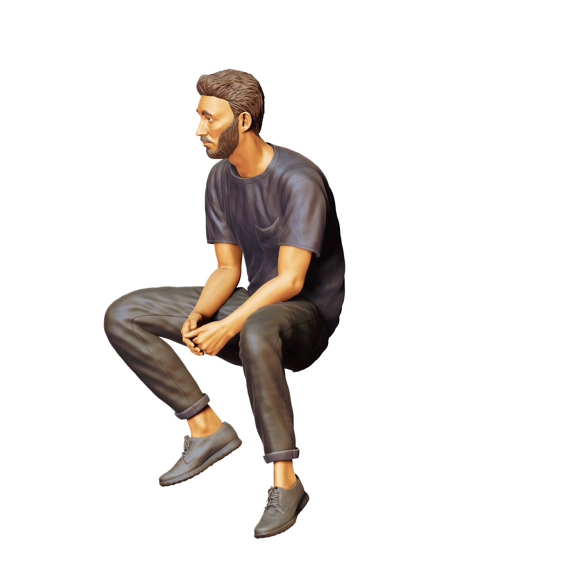 N1 a man sitting on a car 3D print model_26