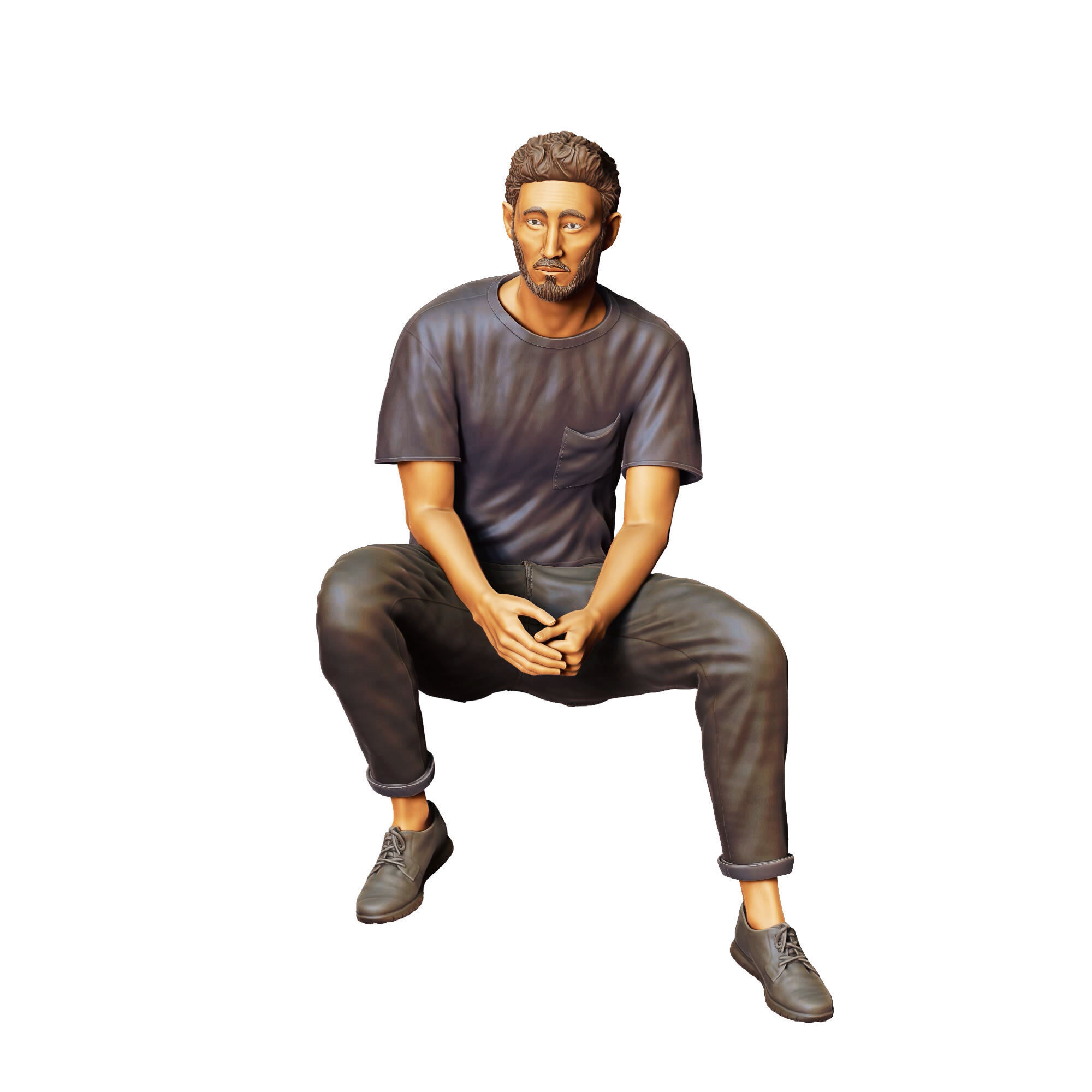 N1 a man sitting on a car 3D print model_1