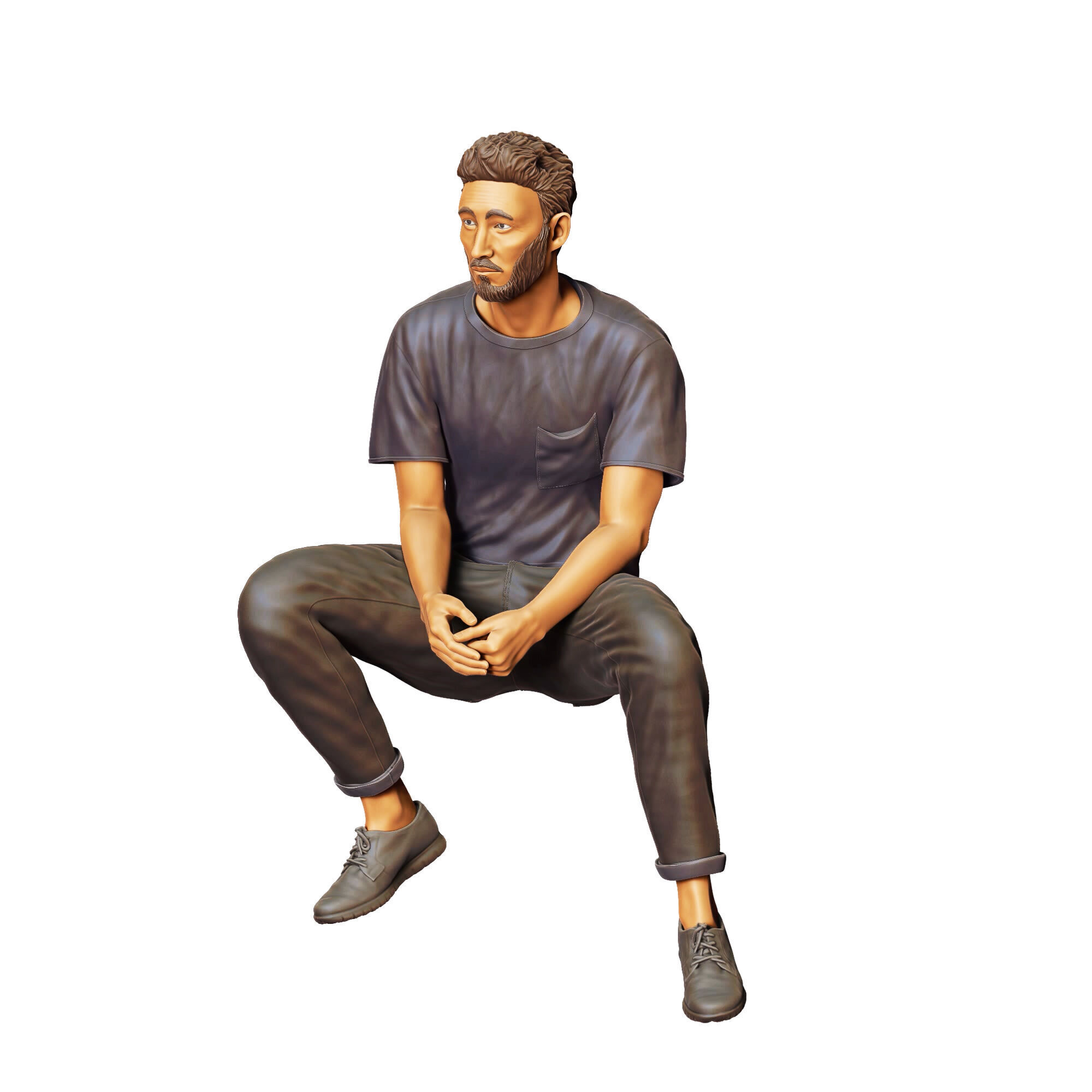N1 a man sitting on a car 3D print model_29