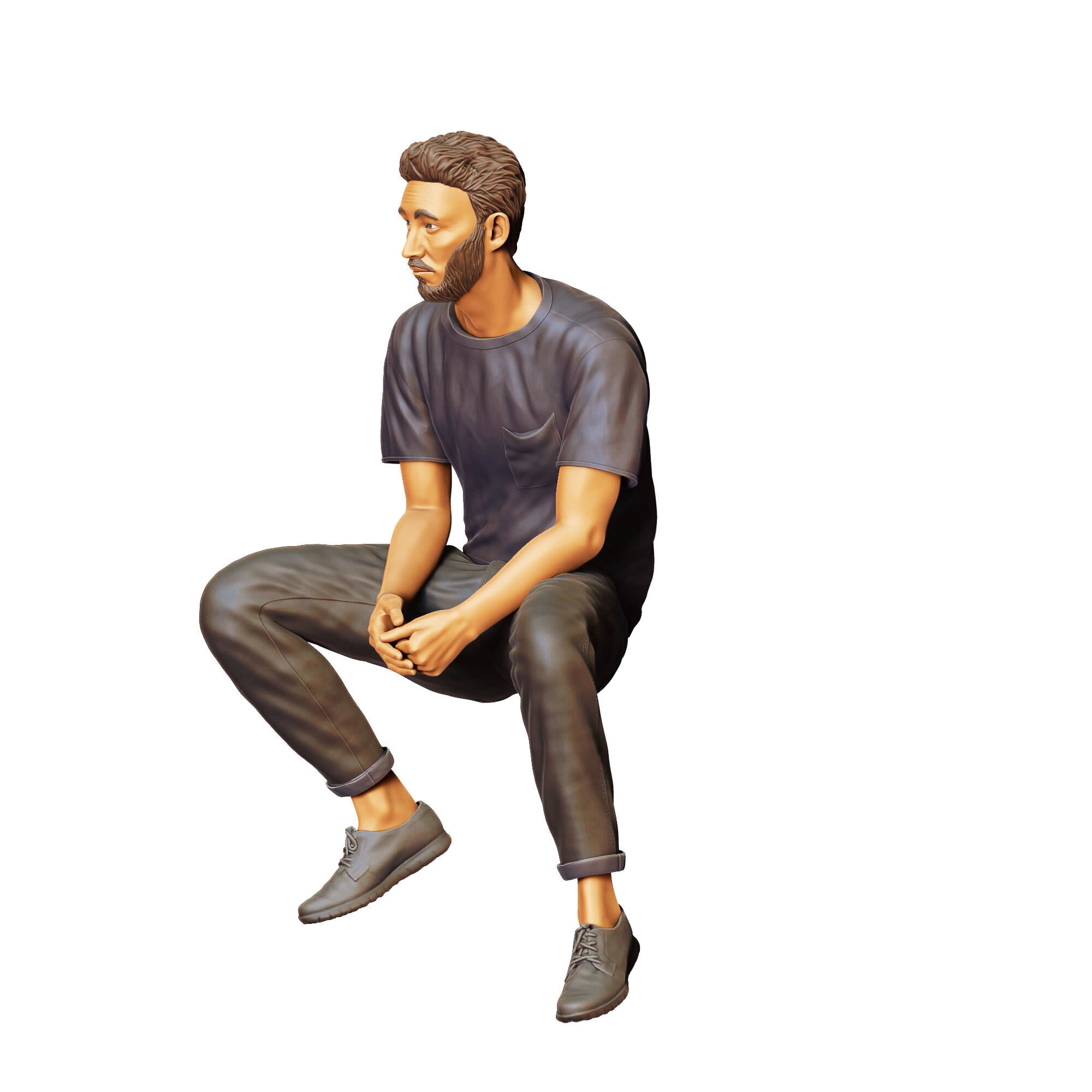 N1 a man sitting on a car 3D print model_27
