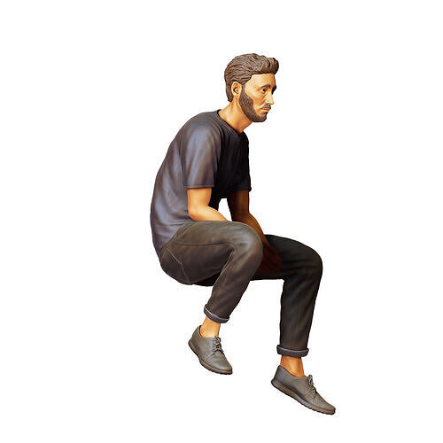 N1 a man sitting on a car 3D print model 7