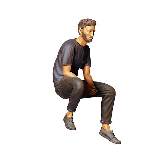 N1 a man sitting on a car 3D print model 6