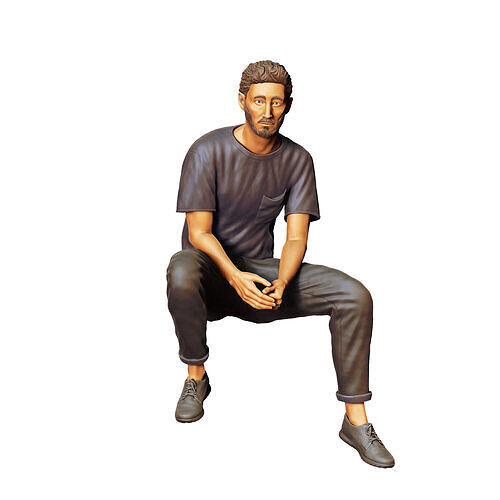 N1 a man sitting on a car 3D print model 3