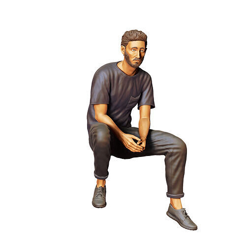 N1 a man sitting on a car 3D print model 4