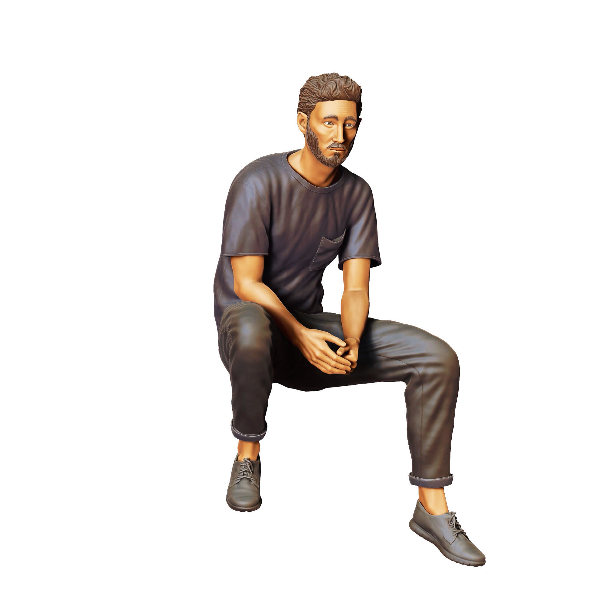 N1 a man sitting on a car 3D print model_3