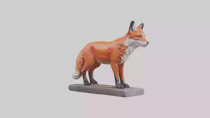 Red Fox statue model Low-poly 3D model