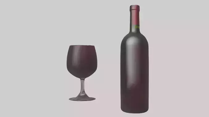 Red wine model Low-poly 3D model