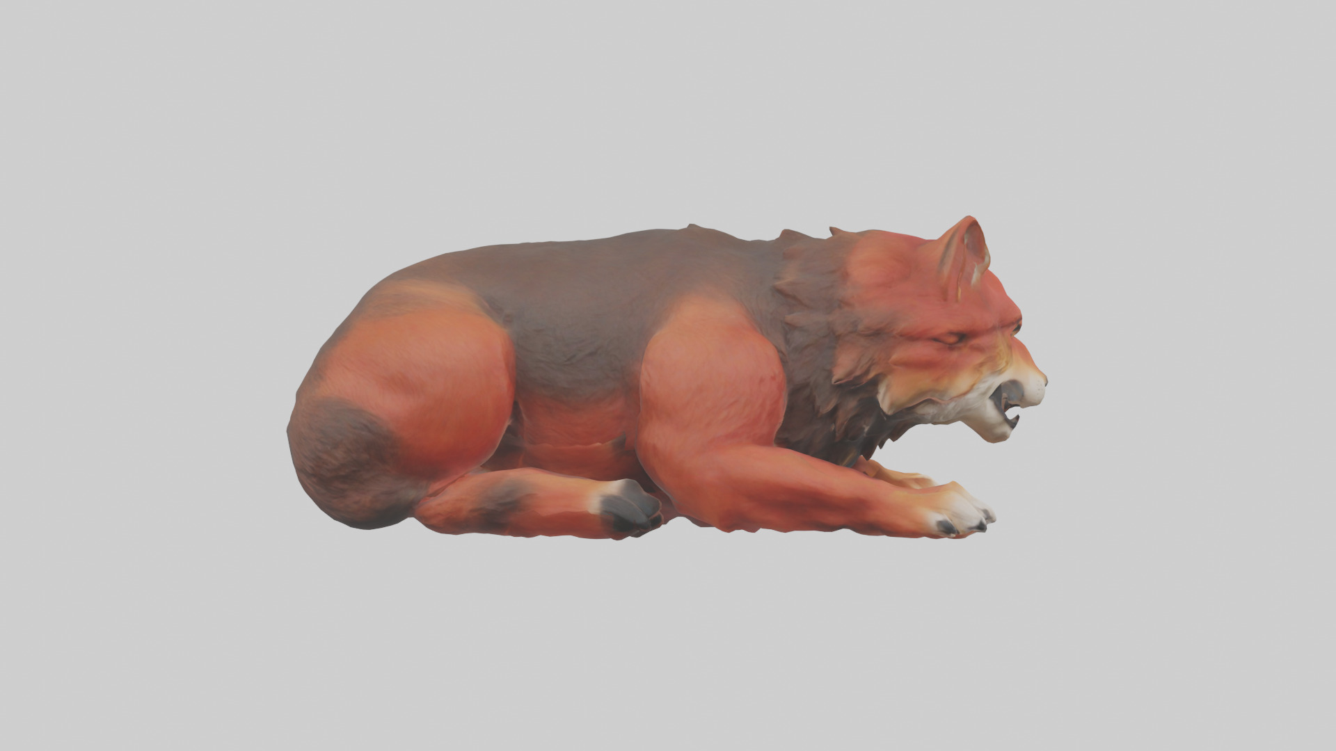 Red Wolf resting model Low-poly 3D model_2