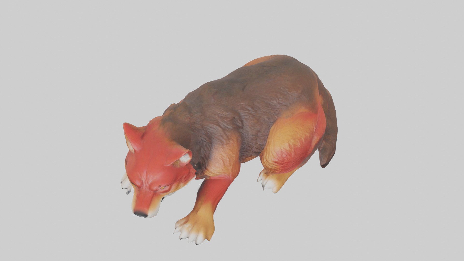 Red Wolf resting model Low-poly 3D model_16