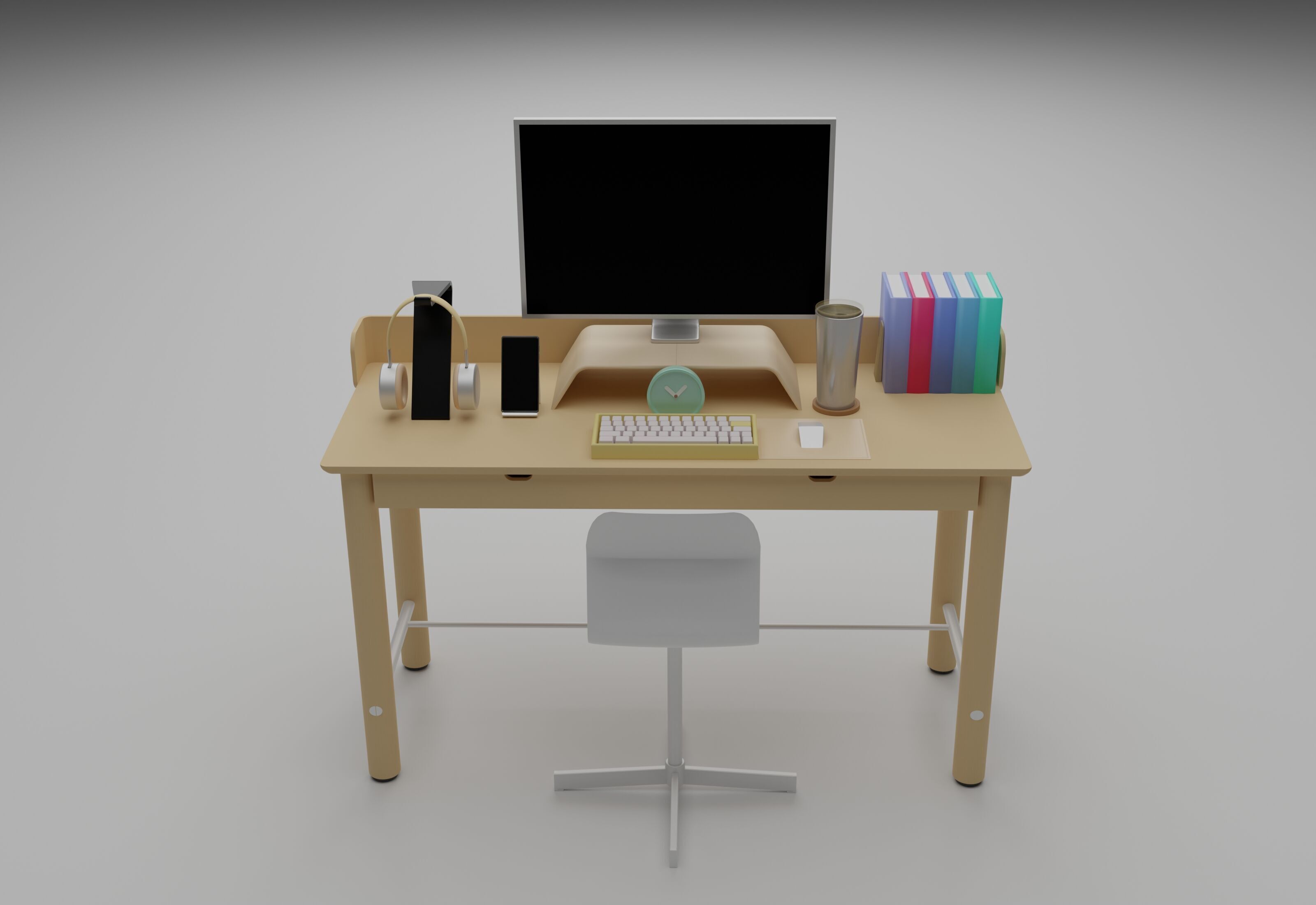 Work desk blender 3D model_1