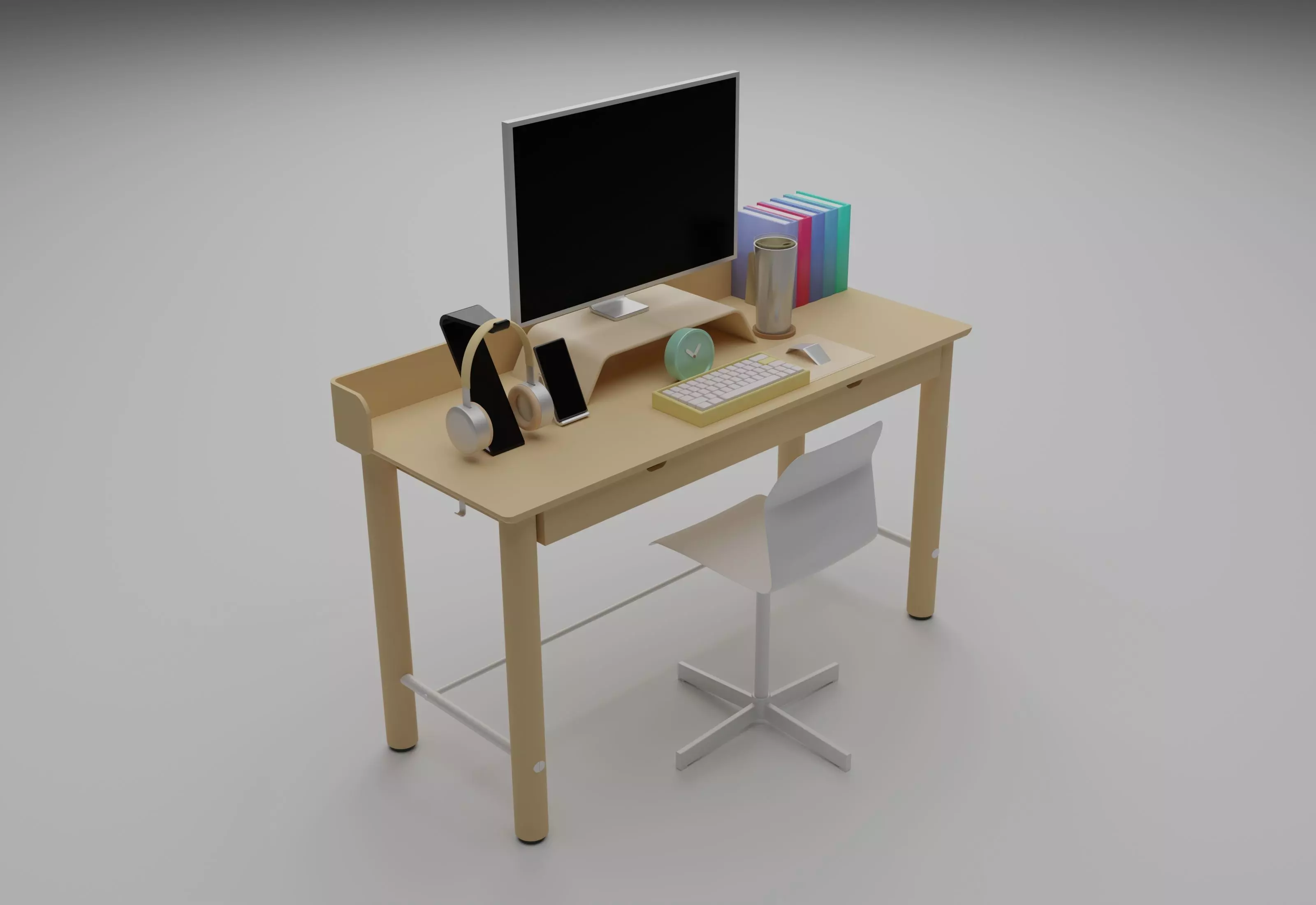 Work desk blender 3D model_0