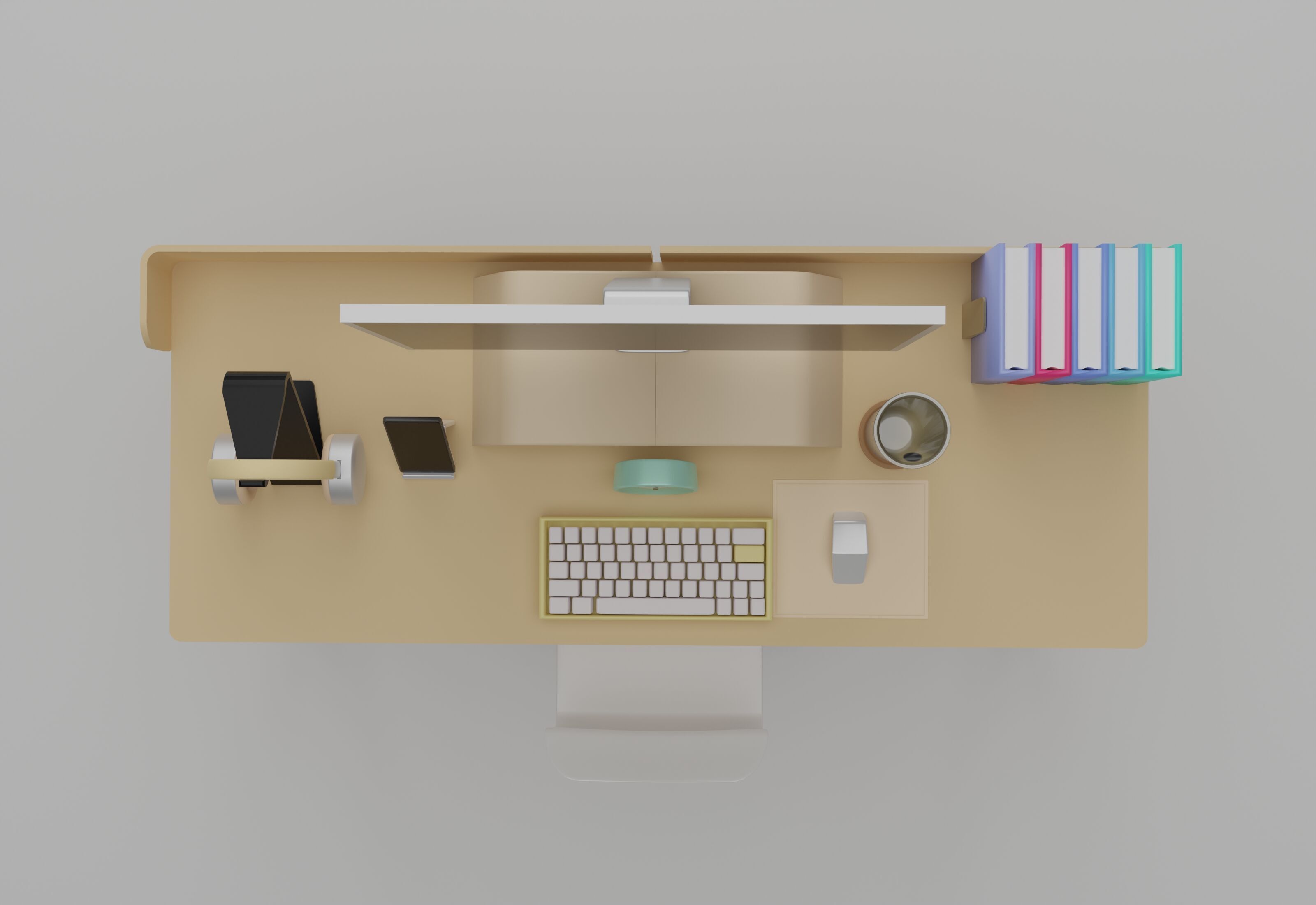 Work desk blender 3D model_2