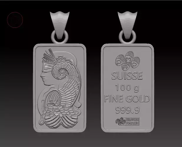 Suisse Lady Fortuna Gold 999 Minted Bar 24k 3D print model