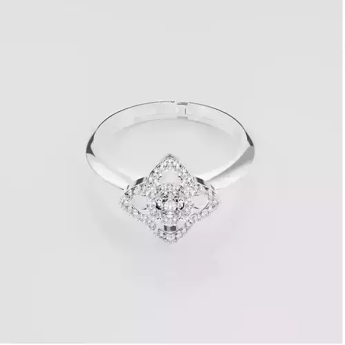 Elegant Diamond floral ring 3d model for 3d printing