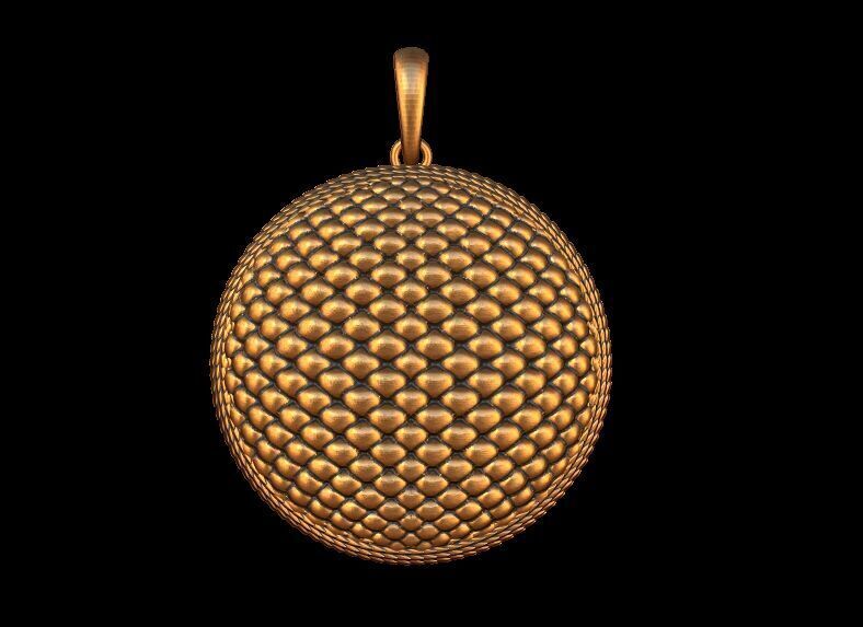 snakeskin textured Pendant 3D print model_2