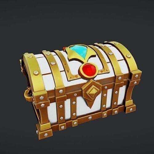 treasure chest with gems 3D model