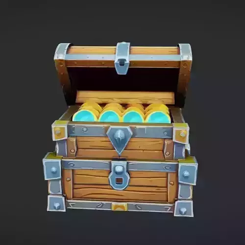 treasure chest with colorful coins