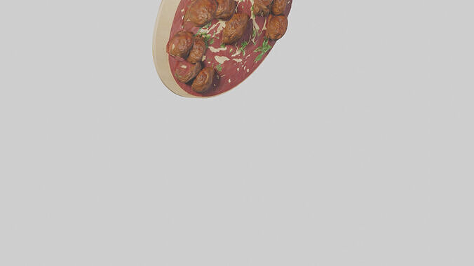 Meatball platter model Low-poly 3D model 7