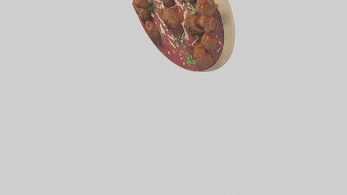 Meatball platter model Low-poly 3D model 6