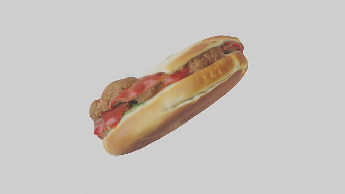 Meatball sandwich model Low-poly 3D model 2