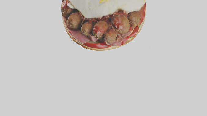 Meatball sandwich model Low-poly 3D model 6