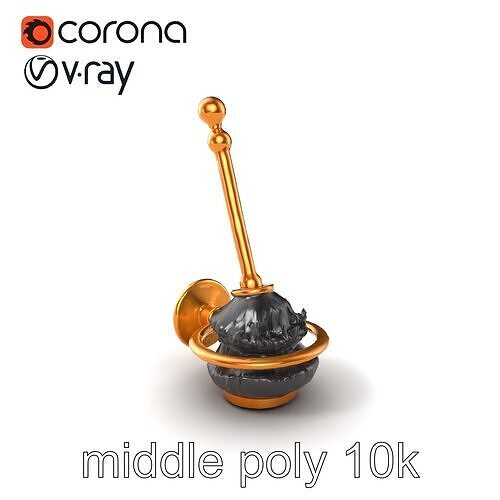 Compact Bronze Toilet Brush Set model pack Low-poly 3D model