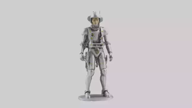 Mechanical Explorer statue model Low-poly 3D model