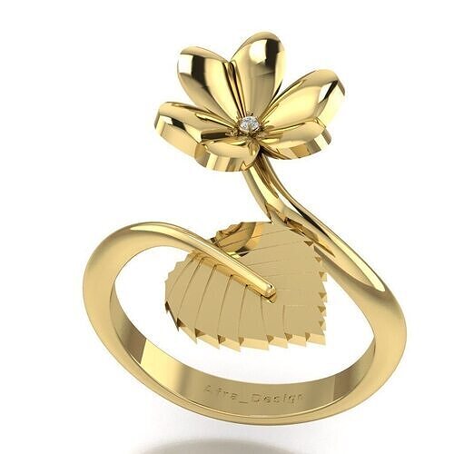 Spring Ring Leaf Ring  Elegant 3D Jewelry Design 3D print model