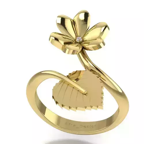 Spring Ring Leaf Ring  Elegant 3D Jewelry Design
