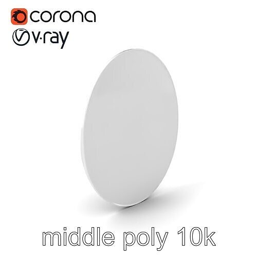Oval Bathroom Mirror Frameless Design model pack Low-poly 3D model