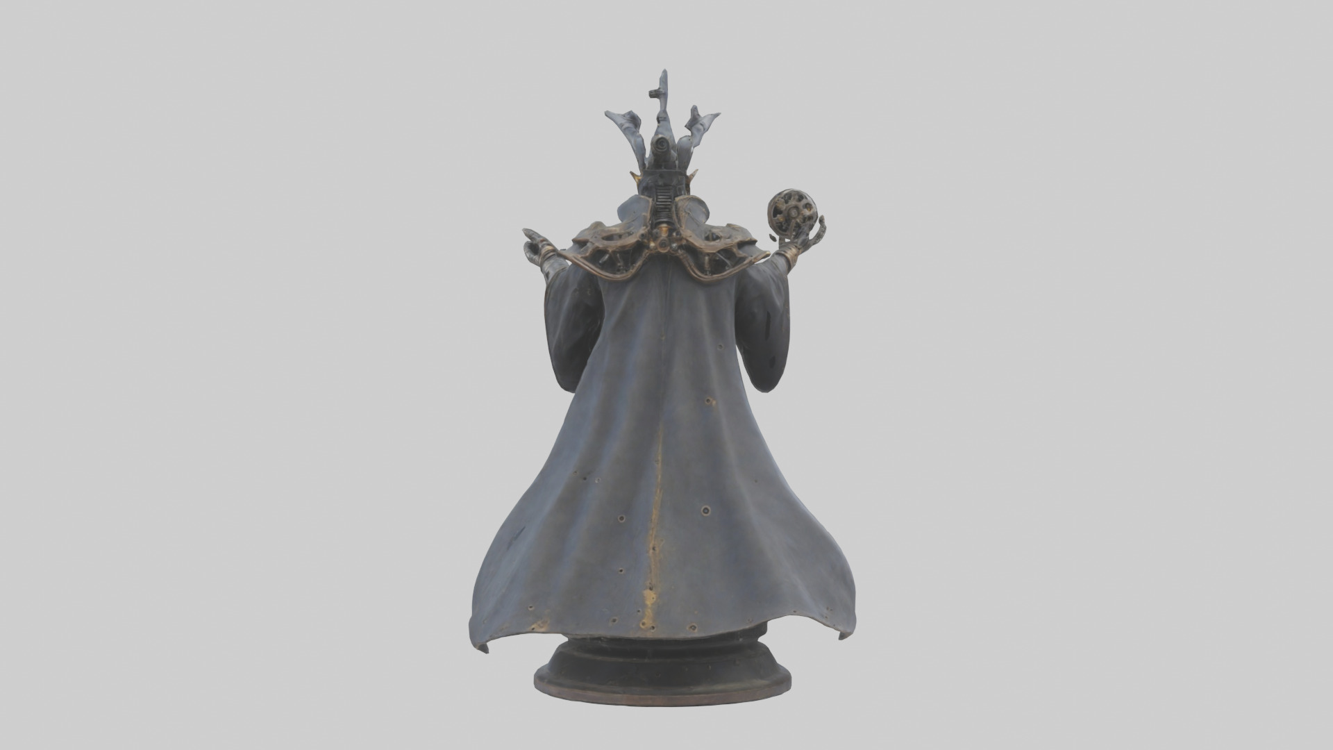 Mechanical Sorcerer statue model Low-poly 3D model_1