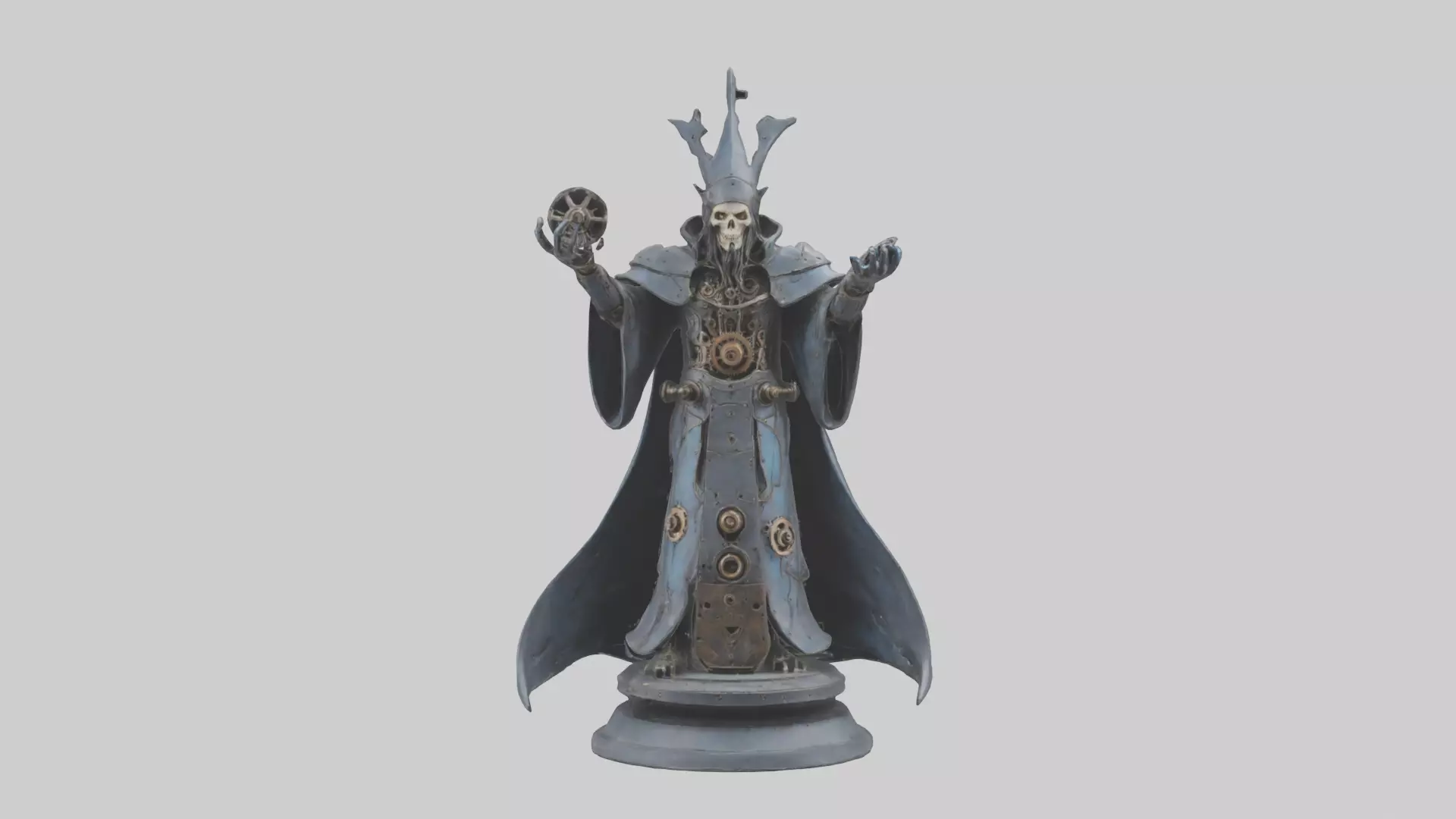 Mechanical Sorcerer statue model Low-poly 3D model_0