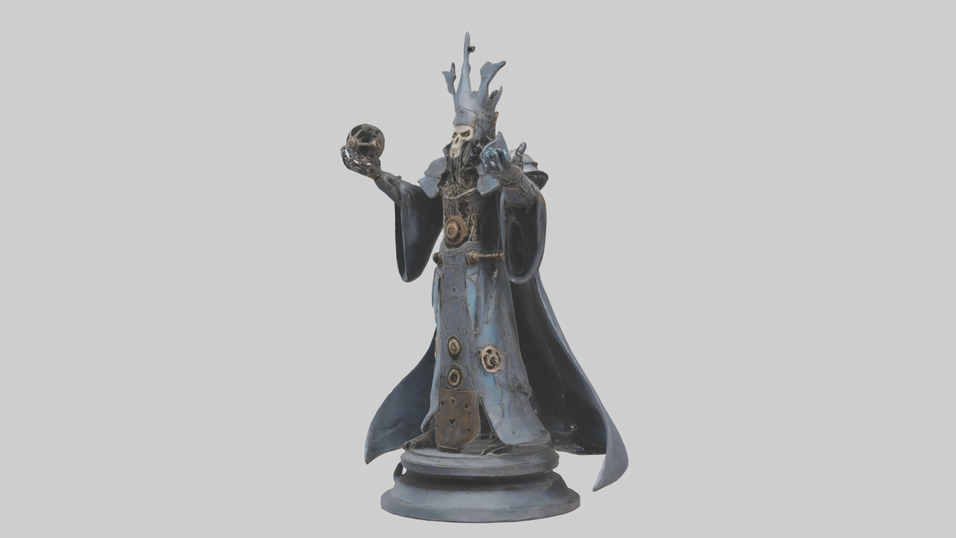 Mechanical Sorcerer statue model Low-poly 3D model_10