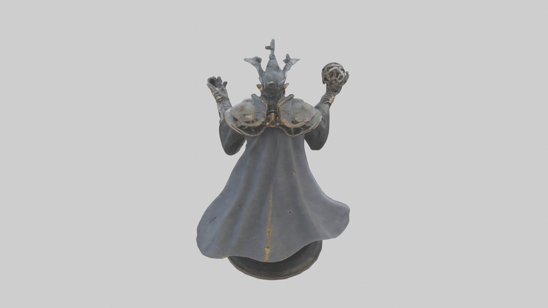 Mechanical Sorcerer statue model Low-poly 3D model_15